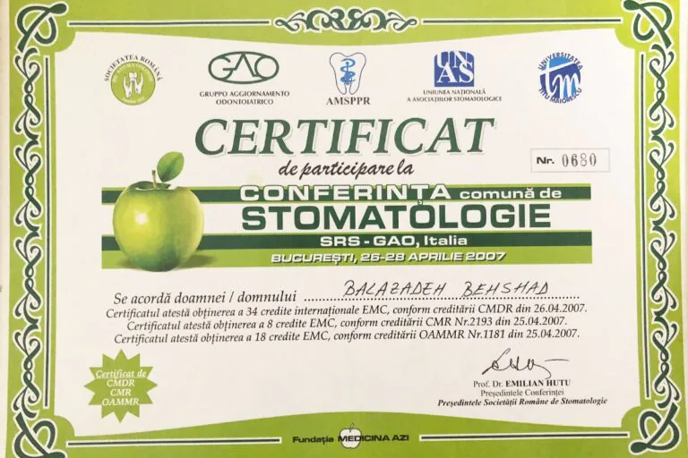 Certificat Dr. Balazadeh Behshad Andrei 8