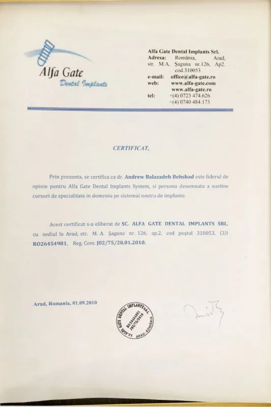 Certificat Dr. Balazadeh Behshad Andrei 39